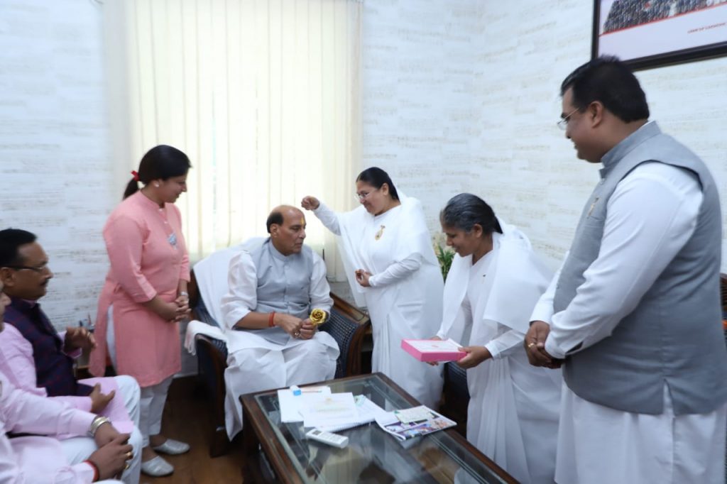 Bro. Rajnath Singh (Former Home Minister), Bro. Nitin Gadkari ji, Dr. Harshwardhan ji & Bro. Manoj Tiwari ji felicitated